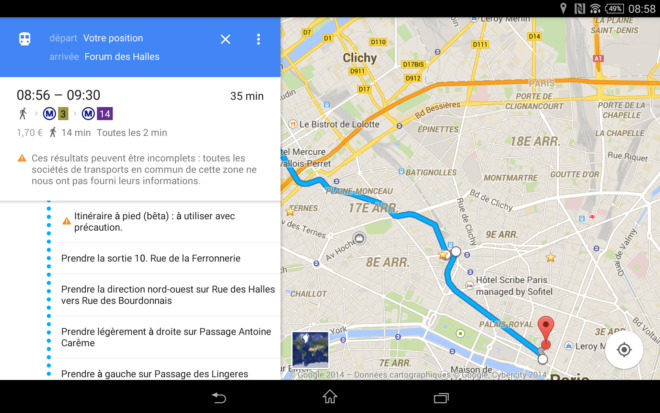 Google Maps indique les sorties de métro