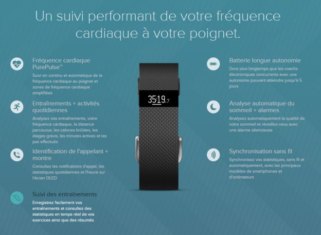 Fonctions FitBit ChargeHR