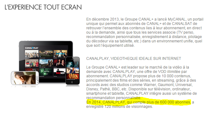 Abonnes CanalPlay Décembre 2014