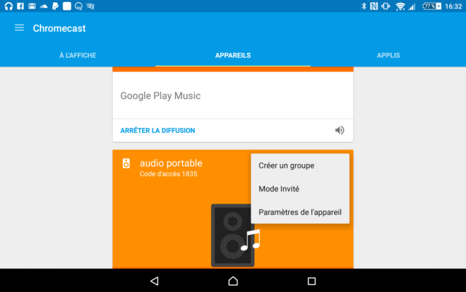 Créer un groupe de Chromecast audio depuis l'application Chromecast