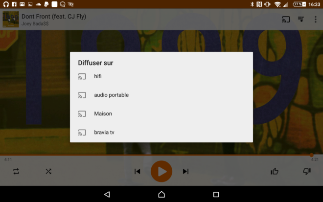 Caster l'audio vers le groupe d'enceintes